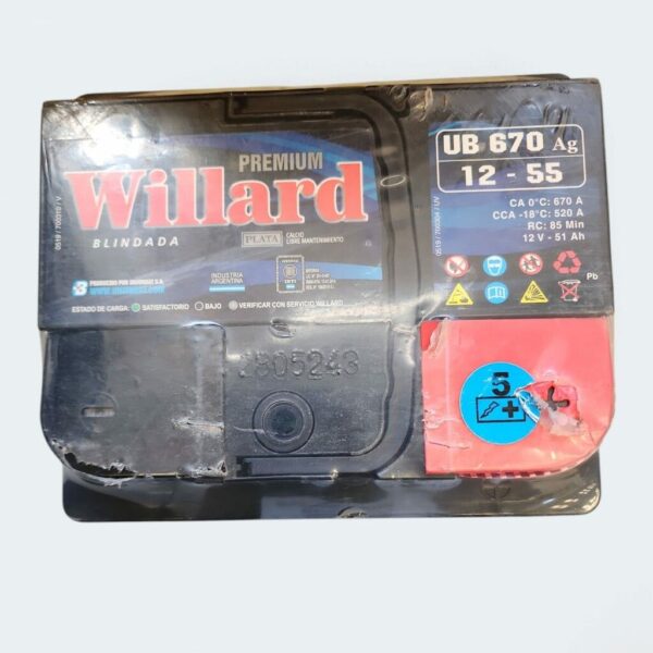 UB670-2105 BATERIA WILLARD DERECHA BLINDADA (12X55)