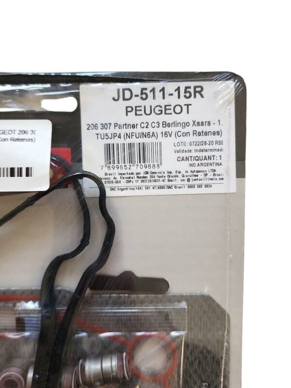 JD-511-15R JUEGO DE DESCARBONIZACION PEUGEOT 206 307 Partner C2 C3 Berlingo Xsara - 1.6 - TU5JP4 (NFU/N6A) 16V (Con Retenes) - Imagen 2